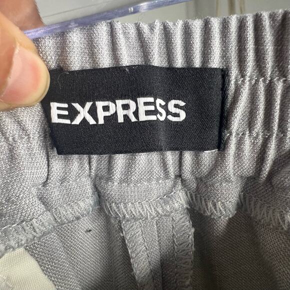 EXPRESS High Rise Jogger Pants Relaxed Fit Elastic Waist Drawstring Gray Size L - Picture 6 of 9